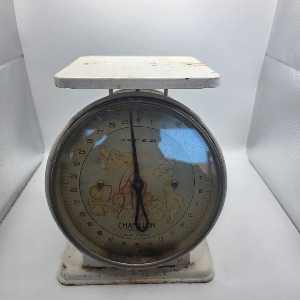 Vintage 1940s Chatillon Baby Infant Scale 30 LB Nursery Illustrated Dial USA